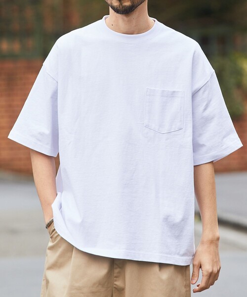 FREAK'S STORE（フリークスストア）の「【限定展開】9オンス Heavyweight ビッグシルエット クルーネック ポケットTシャツ/ヘビーウェイト（Tシャツ/カットソー・メンズ・ホワイト系その他/ネイビー/ホワイト/ブラック系その他/アッシュグレー/ブラック/グレイッシュベージュ/ダークグリーン・MEDIUM/SMALL/LARGE）」の9枚目の写真