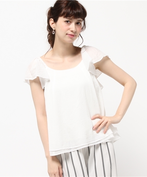 Ray BEAMS（レイビームス）の「Ray BEAMS / バック リボン ラッフル ブラウス（シャツ/ブラウス・レディース・ホワイト/ネイビー・ONE SIZE）」の2枚目の写真