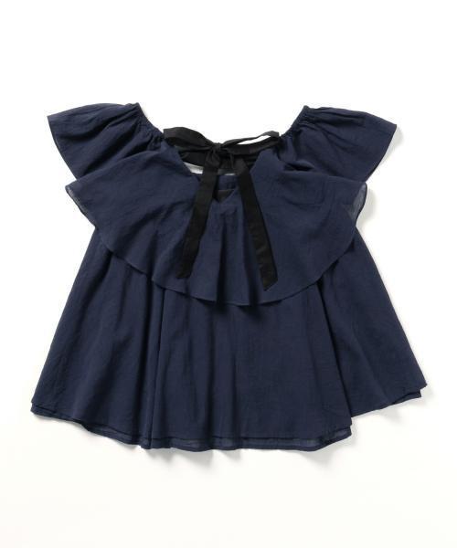 Ray BEAMS（レイビームス）の「Ray BEAMS / バック リボン ラッフル ブラウス（シャツ/ブラウス・レディース・ホワイト/ネイビー・ONE SIZE）」の3枚目の写真