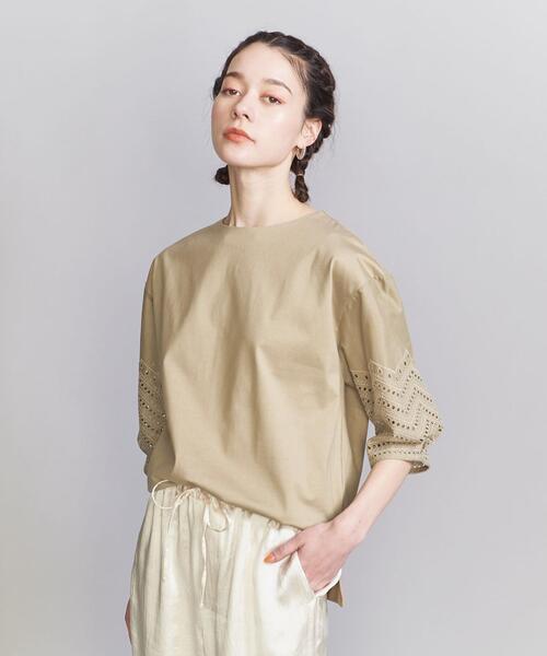 「BEAUTY&YOUTH UNITED ARROWS」 7分袖カットソー - ベージュ レディース BEAUTY＆YOUTH UNITED ARROWS 「BEAUTY&YOUTH ARROWS」 7分袖