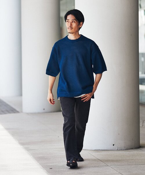 EDIFICE（エディフィス）の「スポンディッシュ リラックス ニット Tシャツ（ニット/セーター・メンズ・ブルー/チャコールグレー/ブラック/アイボリー/レッド・SMALL/MEDIUM/LARGE）」の14枚目の写真