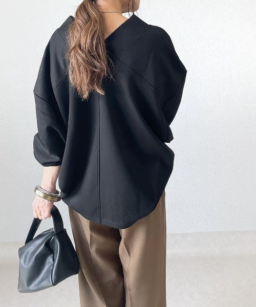 a lot of love（ア ロット オブ ラブ）の「ゆったりシルエットカットソー（Tシャツ/カットソー・レディース・ブラック/ライトグレー・FREE）」の8枚目の写真
