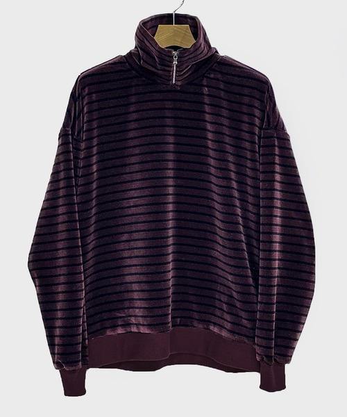 KIIT(キート)の「KIIT キート / HIGH NECK ZIP UP PULLOVER ハイネックジップアップベロアプルオーバースウェット ハーフジップトレーナー / KIP-T59-003(その他トップス・メンズ・ネイビー/バーガンディー・3/2)」の3枚目の写真
