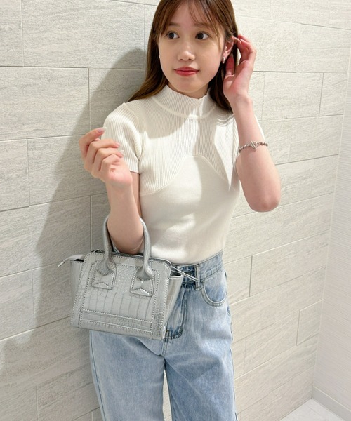 Loueme(ルエム)の「コルセットデザインプチハイネックトップス(Tシャツ/カットソー・レディース・ホワイト/ブラック/アイボリー・FREE)」の5枚目の写真