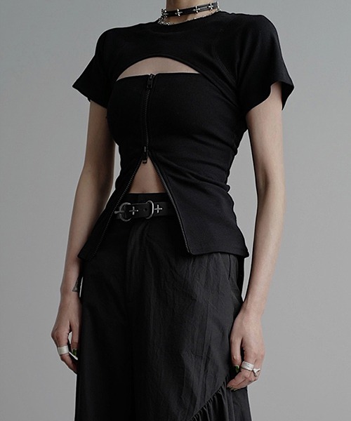 chuclla（チュクラ）の「リブカットソー２ピースセット chw23s067（Tシャツ/カットソー・レディース・ブラック/ベージュ・M/S）」の9枚目の写真