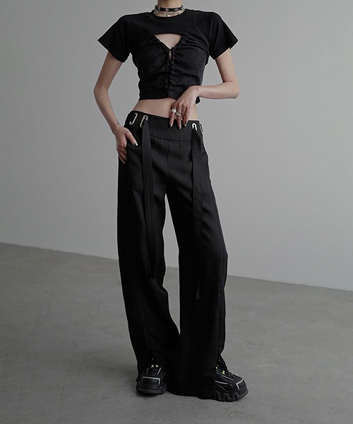 chuclla（チュクラ）の「リブカットソー２ピースセット chw23s067（Tシャツ/カットソー・レディース・ブラック/ベージュ・M/S）」の3枚目の写真