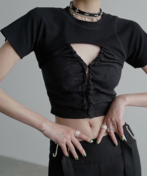 chuclla（チュクラ）の「リブカットソー２ピースセット chw23s067（Tシャツ/カットソー・レディース・ブラック/ベージュ・M/S）」の12枚目の写真