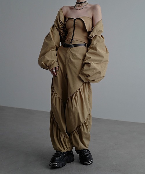 chuclla（チュクラ）の「リブカットソー２ピースセット chw23s067（Tシャツ/カットソー・レディース・ブラック/ベージュ・M/S）」の4枚目の写真