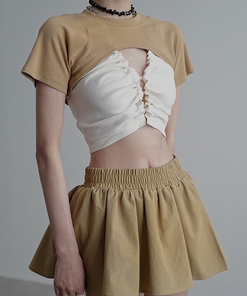 chuclla（チュクラ）の「リブカットソー２ピースセット chw23s067（Tシャツ/カットソー・レディース・ブラック/ベージュ・M/S）」の11枚目の写真