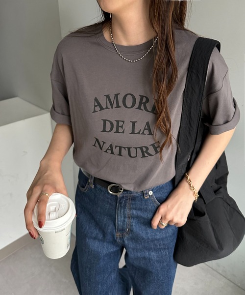 DISCOAT（ディスコート）の「【WEB限定】フレンチアーチロゴTシャツ（Tシャツ/カットソー・レディース・ピンク/ホワイト/ブラック/ホワイト系その他/ネイビー/オフホワイト/クリア/グレー系その他・FREE）」の5枚目の写真