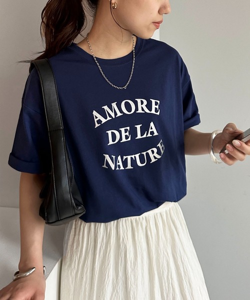 DISCOAT（ディスコート）の「【WEB限定】フレンチアーチロゴTシャツ（Tシャツ/カットソー・レディース・ピンク/ホワイト/ブラック/ホワイト系その他/ネイビー/オフホワイト/クリア/グレー系その他・FREE）」の6枚目の写真