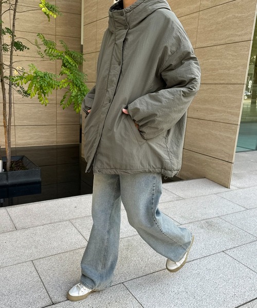 select MOCA（セレクトモカ）の「ボリュームシルエット中綿ジャケット（ダウンジャケット/コート・レディース・ライトカーキ/アイボリー/ブラック・FREE/LARGE）」の9枚目の写真