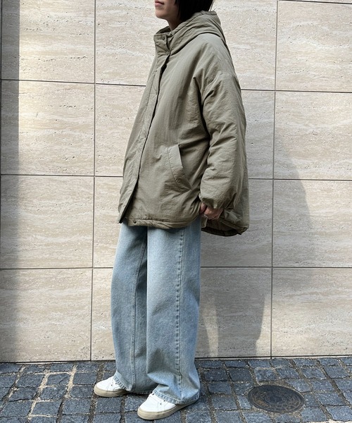 select MOCA（セレクトモカ）の「ボリュームシルエット中綿ジャケット（ダウンジャケット/コート・レディース・ライトカーキ/アイボリー/ブラック・FREE/LARGE）」の11枚目の写真