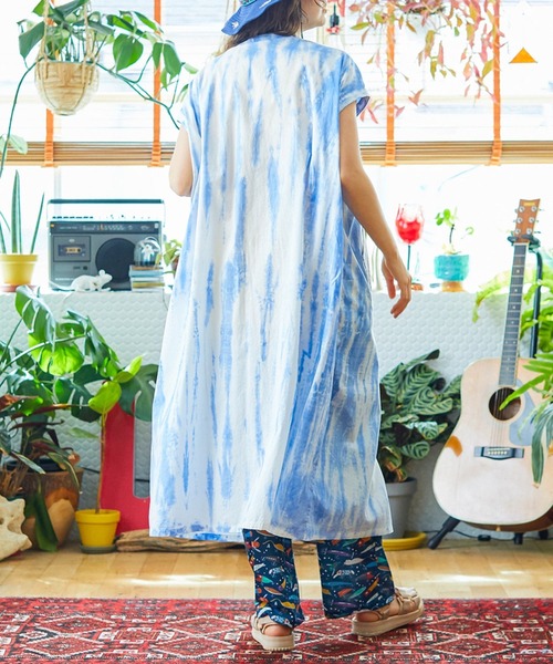 go slow caravan(ゴースローキャラバン)の「タイダイ染めオーバーシャツワンピース W(シャツワンピース・レディース・ライトグリーン/イエロー/ライトブルー・FREE)」の13枚目の写真