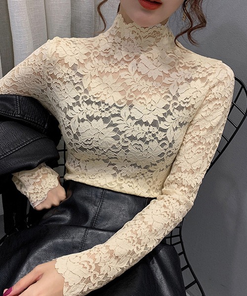 DiamondHearts（ダイヤモンドハーツ）の「総レース 長袖ブラウス（シャツ/ブラウス・レディース・ブラック/ライトグリーン/ワイン/グリーン/アイボリー/ピンク系その他/ホワイト/ネイビー・FREE）」の19枚目の写真