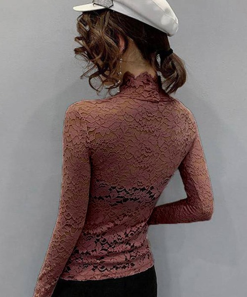 DiamondHearts（ダイヤモンドハーツ）の「総レース 長袖ブラウス（シャツ/ブラウス・レディース・ブラック/ライトグリーン/ワイン/グリーン/アイボリー/ピンク系その他/ホワイト/ネイビー・FREE）」の18枚目の写真