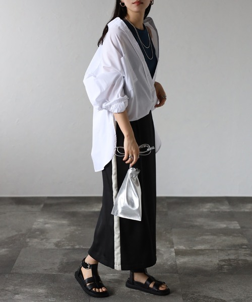 Bonjour Sagan(ボンジュールサガン)の「サイドラインスカート(スカート・レディース・ブラック・FREE)」の4枚目の写真