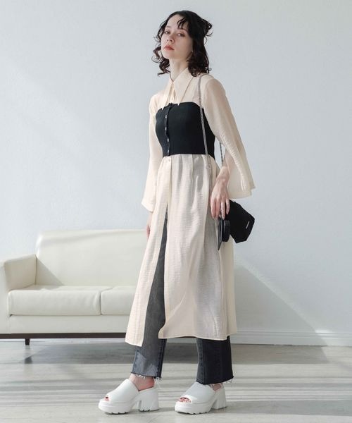 JEANASIS（ジーナシス）の「ビスチェツキシアーワンピース/905696（シャツワンピース・レディース・ホワイト系その他/グレー系その他・FREE）」の11枚目の写真