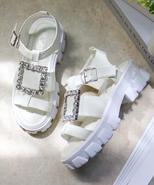 LOVEHUNTER(ラブハンター)の「LOVEHUNTER/厚底 ビジューグルカサンダル(1594)(サンダル・レディース・ホワイト/ブラック・S/M/L/LL)」の6枚目の写真