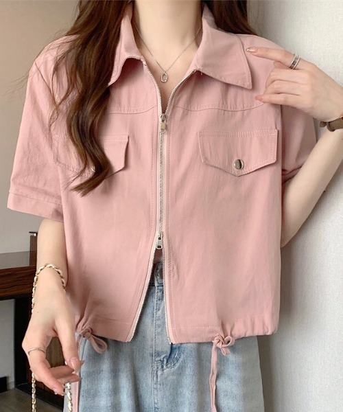 SHEENA(シーナ)の「ポロ襟ジップアップシャツジャケット(シャツ/ブラウス・レディース・ホワイト/ミント/ブラック/ピンク・M)」の4枚目の写真