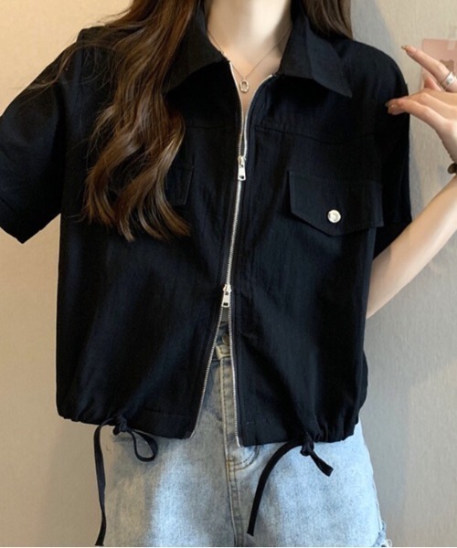 SHEENA(シーナ)の「ポロ襟ジップアップシャツジャケット(シャツ/ブラウス・レディース・ホワイト/ミント/ブラック/ピンク・M)」の1枚目の写真