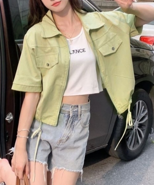 SHEENA(シーナ)の「ポロ襟ジップアップシャツジャケット(シャツ/ブラウス・レディース・ホワイト/ミント/ブラック/ピンク・M)」の8枚目の写真