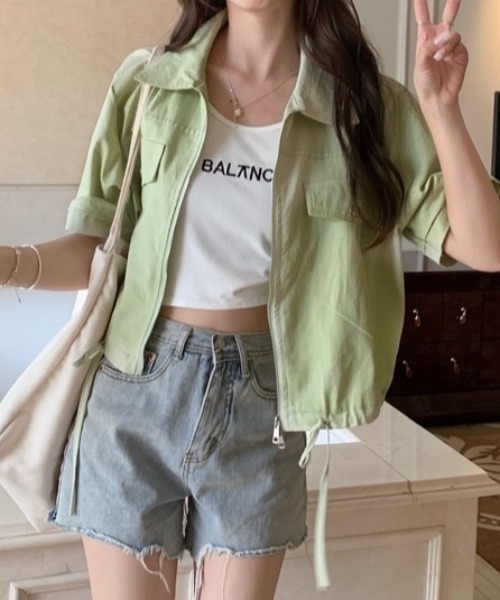 SHEENA(シーナ)の「ポロ襟ジップアップシャツジャケット(シャツ/ブラウス・レディース・ホワイト/ミント/ブラック/ピンク・M)」の14枚目の写真