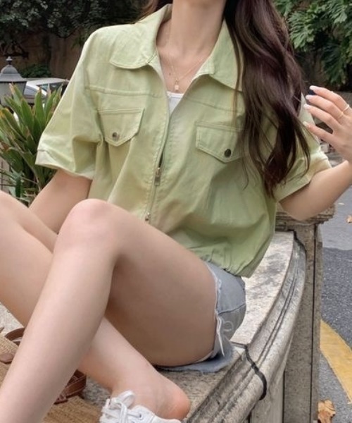 SHEENA(シーナ)の「ポロ襟ジップアップシャツジャケット(シャツ/ブラウス・レディース・ホワイト/ミント/ブラック/ピンク・M)」の18枚目の写真