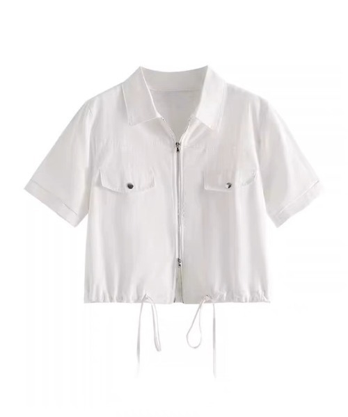 SHEENA(シーナ)の「ポロ襟ジップアップシャツジャケット(シャツ/ブラウス・レディース・ホワイト/ミント/ブラック/ピンク・M)」の15枚目の写真