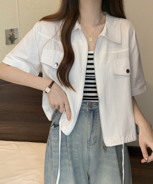 SHEENA(シーナ)の「ポロ襟ジップアップシャツジャケット(シャツ/ブラウス・レディース・ホワイト/ミント/ブラック/ピンク・M)」の21枚目の写真