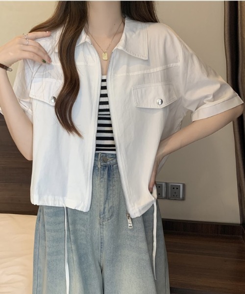 SHEENA(シーナ)の「ポロ襟ジップアップシャツジャケット(シャツ/ブラウス・レディース・ホワイト/ミント/ブラック/ピンク・M)」の22枚目の写真