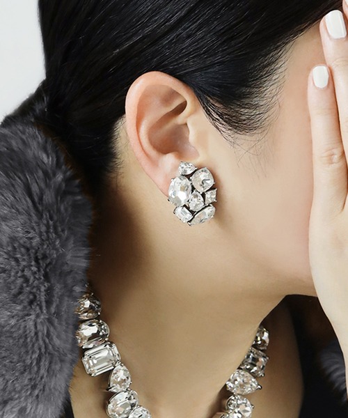 アイスビジューイヤーカフ/結婚式/パーティー/クリスタル