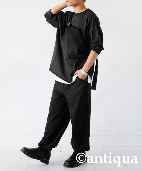 antiqua（アンティカ）の「綿100%オーバーサイズロンＴ（Tシャツ/カットソー・レディース・ホワイト/スミクロ/ブラック・FREE）」の11枚目の写真