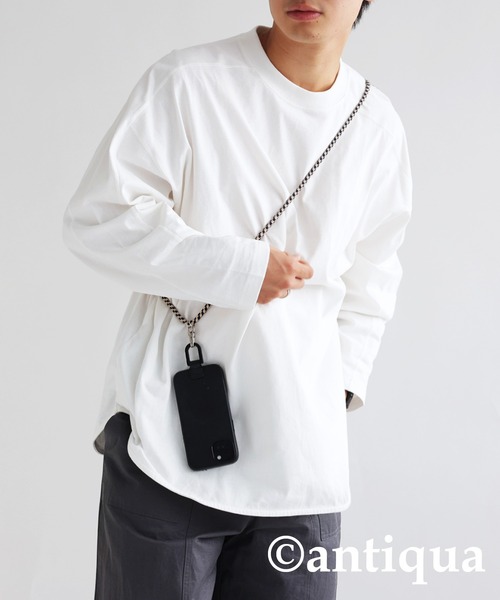 antiqua（アンティカ）の「綿100%オーバーサイズロンＴ（Tシャツ/カットソー・レディース・ホワイト/スミクロ/ブラック・FREE）」の4枚目の写真