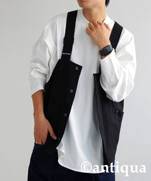 antiqua（アンティカ）の「綿100%オーバーサイズロンＴ（Tシャツ/カットソー・レディース・ホワイト/スミクロ/ブラック・FREE）」の7枚目の写真