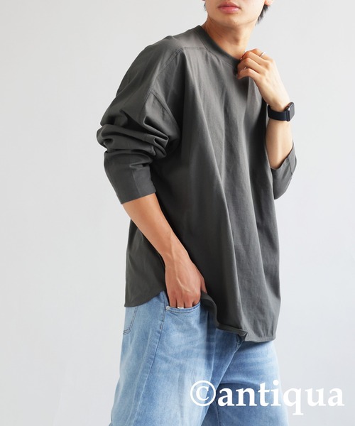 antiqua（アンティカ）の「綿100%オーバーサイズロンＴ（Tシャツ/カットソー・レディース・ホワイト/スミクロ/ブラック・FREE）」の14枚目の写真