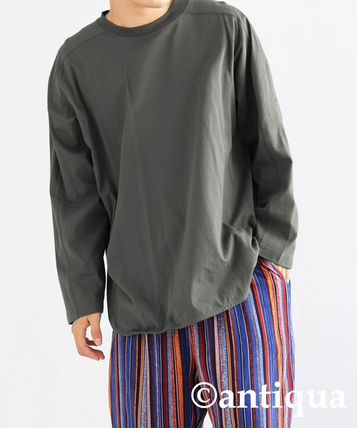 antiqua（アンティカ）の「綿100%オーバーサイズロンＴ（Tシャツ/カットソー・レディース・ホワイト/スミクロ/ブラック・FREE）」の18枚目の写真