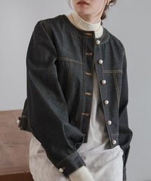 パールボタンデニムブルゾン