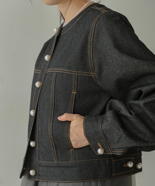 Bab(バブ)の「パールボタンデニムブルゾン(ブルゾン・レディース・インディゴブルー/ブラック・M)」の18枚目の写真