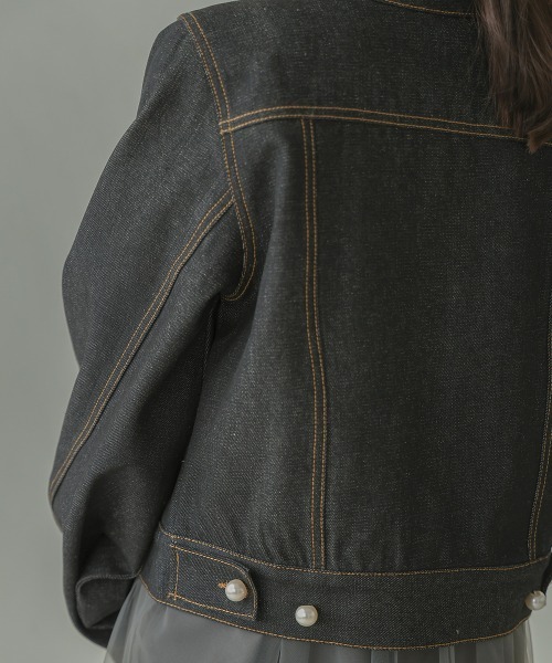 Bab(バブ)の「パールボタンデニムブルゾン(ブルゾン・レディース・インディゴブルー/ブラック・M)」の5枚目の写真