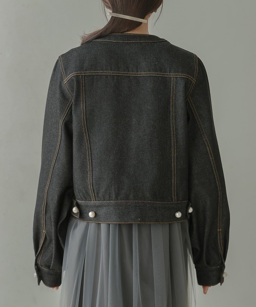 Bab(バブ)の「パールボタンデニムブルゾン(ブルゾン・レディース・インディゴブルー/ブラック・M)」の6枚目の写真
