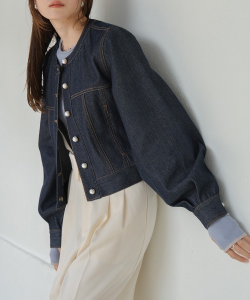 Bab(バブ)の「パールボタンデニムブルゾン(ブルゾン・レディース・インディゴブルー/ブラック・M)」の22枚目の写真