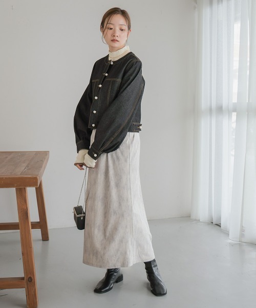 Bab(バブ)の「パールボタンデニムブルゾン(ブルゾン・レディース・インディゴブルー/ブラック・M)」の16枚目の写真