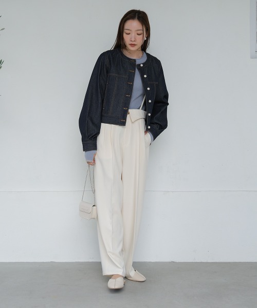 Bab(バブ)の「パールボタンデニムブルゾン(ブルゾン・レディース・インディゴブルー/ブラック・M)」の12枚目の写真