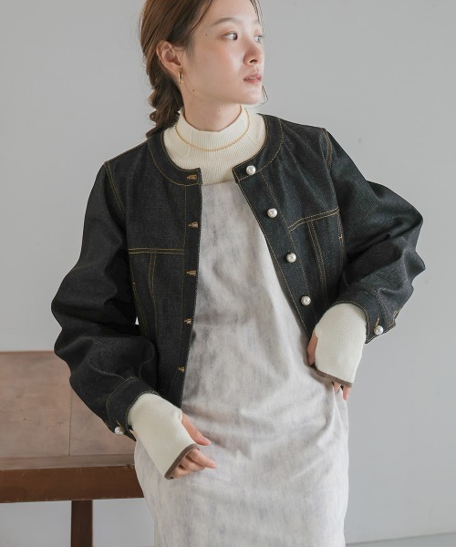 Bab(バブ)の「パールボタンデニムブルゾン(ブルゾン・レディース・インディゴブルー/ブラック・M)」の19枚目の写真