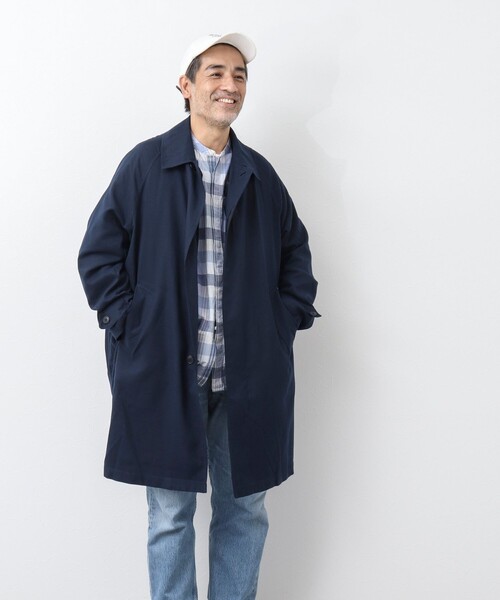 TAION（タイオン）の「【TAION/タイオン】CR別注ステンカラーコート LIMONTA EAST（ステンカラーコート・メンズ・ダークネイビー/グレー・S/M/L/XL）」の3枚目の写真