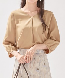 シフォンレイヤードタックブラウス