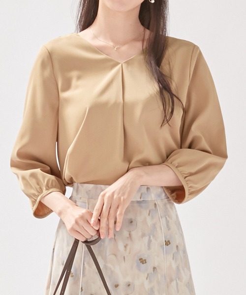 alotta(アロッタ)の「シフォンレイヤードタックブラウス(シャツ/ブラウス・レディース・ミント/ブラック/スモークピンク/ネイビー/ダークラベンダー/ピンク/ホワイト/ベージュ・LL/3L/L/M)」の4枚目の写真
