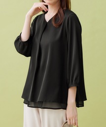 シフォンレイヤードタックブラウス