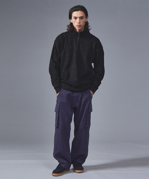 MYSELF ABAHOUSE（マイセルフアバハウス）の「スウェード 裏起毛 ハーフジップ トレーナー（Tシャツ/カットソー・メンズ・ブルー/アイボリー/ブラック・M/L/LL）」の19枚目の写真